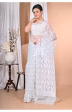 Morchari Heavy Jamdani Saree-Grey | Grocsy