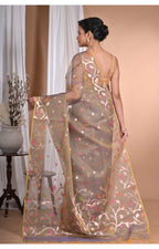 Morchari Heavy Jamdani Silk Orzanga Saree-Mehendi | Grocsy
