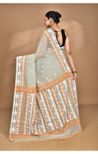 Morchari Pure Cotton Dhakai Jamdani Handloom Saree-Beige | Grocsy