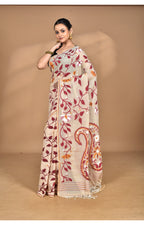 Morchari Pure Cotton Dhakai Jamdani Handloom Saree-Burlywood | Grocsy