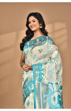 Morchari Women Desgin Two Dai Linen Saree-Multi | Grocsy