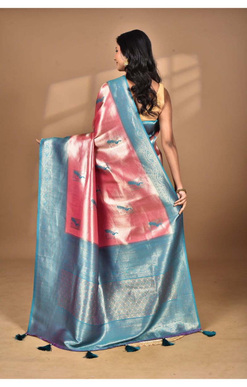 Morchari Women Desgin Banarasi Silk Saree-Pink | Grocsy