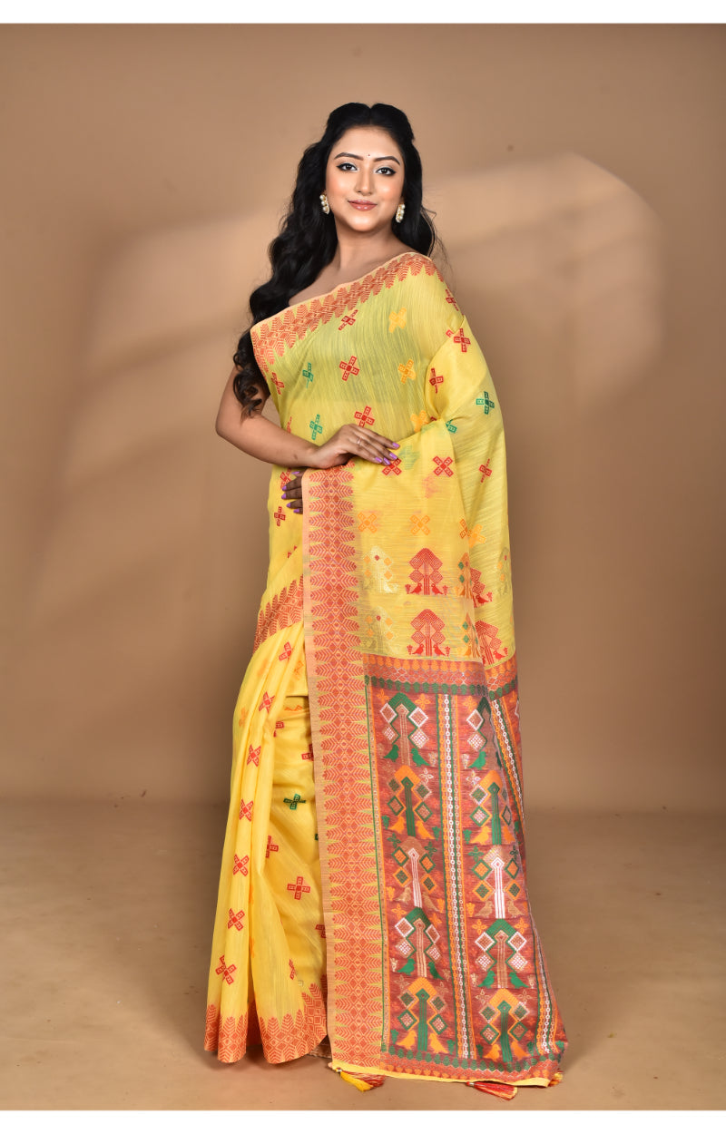 Morchari Women Desgin Chanderi Silk Saree-Yellow | Grocsy