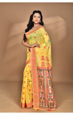 Morchari Women Desgin Chanderi Silk Saree-Yellow | Grocsy