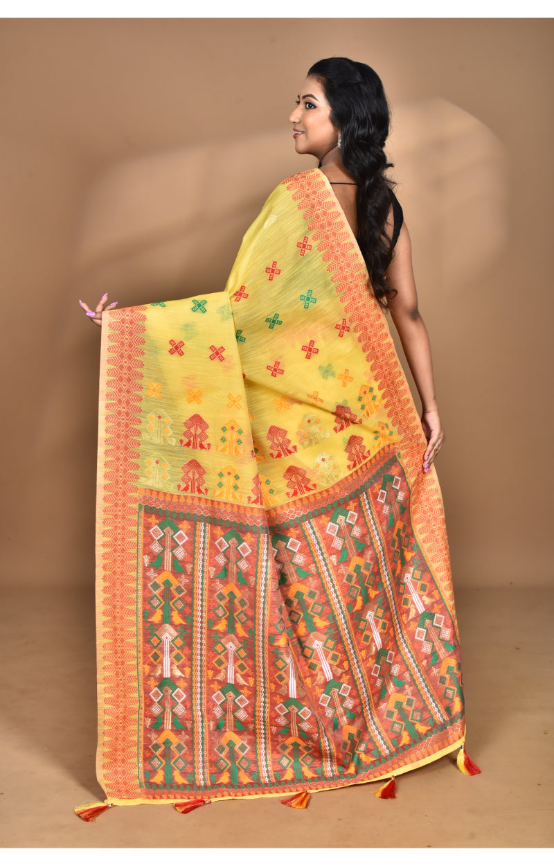 Morchari Women Desgin Chanderi Silk Saree-Yellow | Grocsy