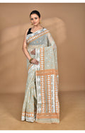 Morchari Pure Cotton Dhakai Jamdani Handloom Saree-Beige | Grocsy