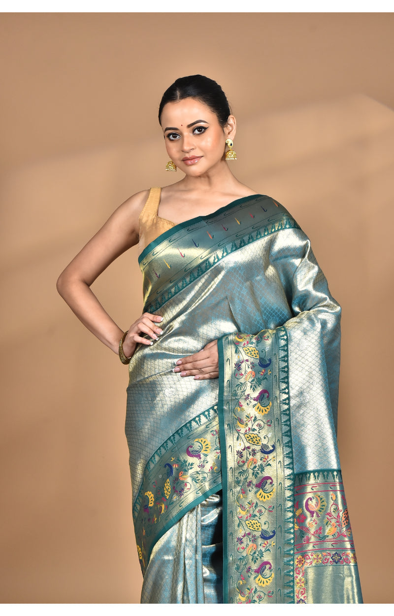 Morchari Women Desgin Banarasi Silk Saree-Green | Grocsy