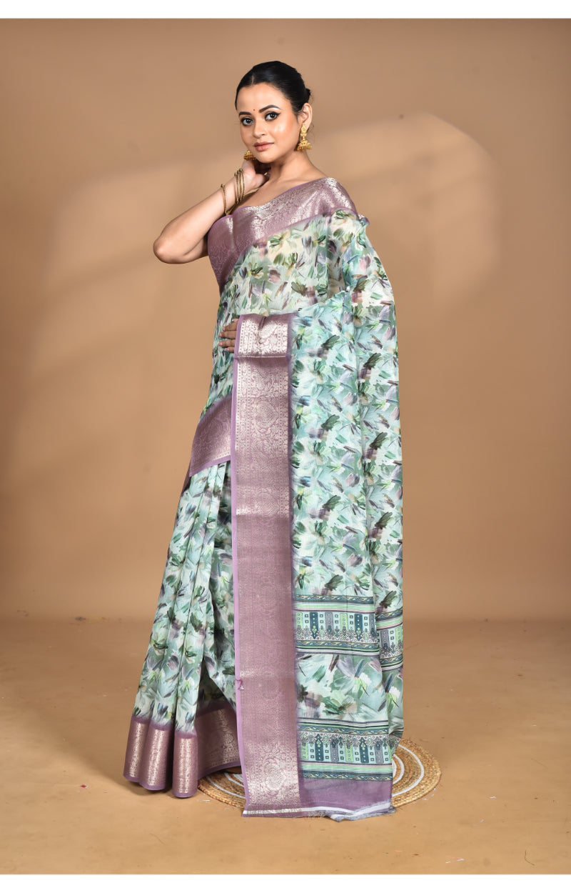 Morchari Chanderi Digital Print Saree-Multi | Grocsy