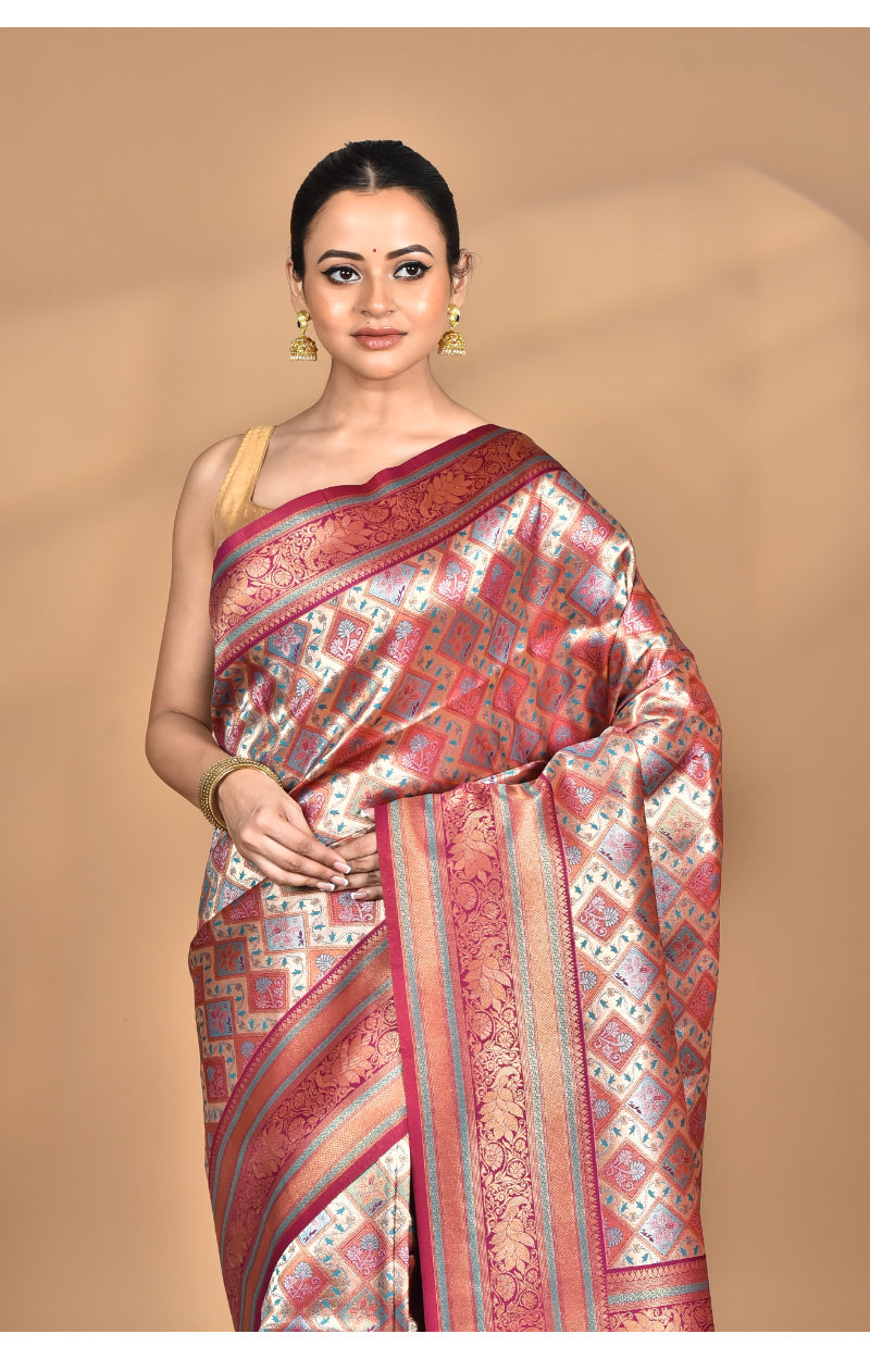 Morchari Rajputana Kanjiviram Silk Saree-Purple | Grocsy