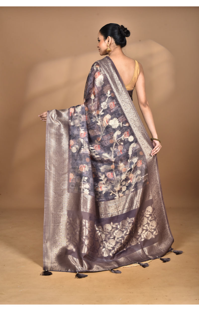 Morchari Women Desgin Linen Silk Saree-Multi | Grocsy