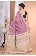 Morchari Pure Cotton Dhakai Jamdani Handloom Saree-Purple | Grocsy