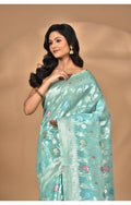 Morchari Women Desgin Chanderi Silk Saree-Blue | Grocsy