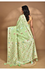 Morchari Women Desgin Chanderi Silk Saree-Green | Grocsy