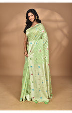 Morchari Women Desgin Chanderi Silk Saree-Green | Grocsy