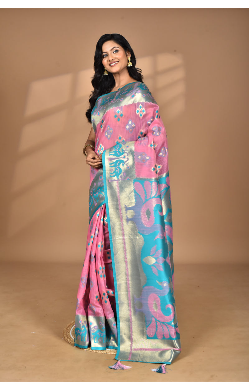 Morchari Women Desgin Two Dai Linen Saree-Multi | Grocsy