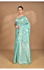 Morchari Women Desgin Chanderi Silk Saree-Green | Grocsy