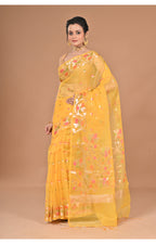 Morchari Heavy Jamdani Silk Orzanga Saree-Yellow | Grocsy