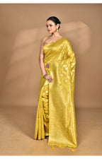 Morchari Banarasi Silk Chanderi Saree-Yellow | Grocsy