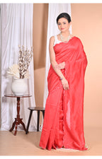 Morchari Pure Chandari Mirror Work Saree-Red | Grocsy
