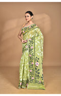Morchari Pure Cotton Dhakai Jamdani Handloom Saree-Green | Grocsy