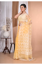 Morchari Heavy Jamdani Saree-Yellow | Grocsy