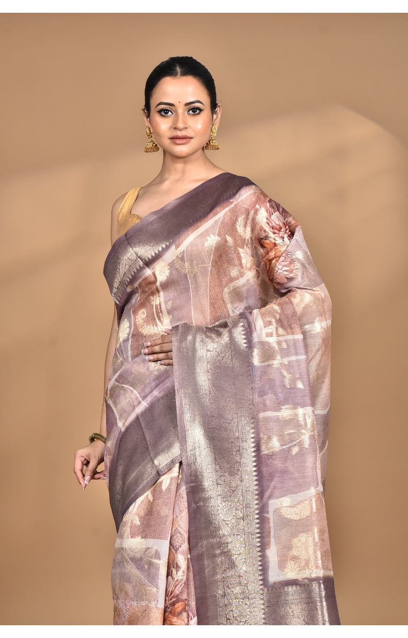 Morchari Women Desgin Linen Silk Saree-Multi | Grocsy