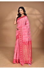 Morchari Women Desgin Kashmiri Silk Linen Saree-Pink | Grocsy