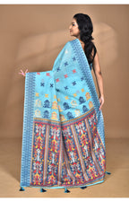 Morchari Women Desgin Chanderi Silk Saree-Blue | Grocsy