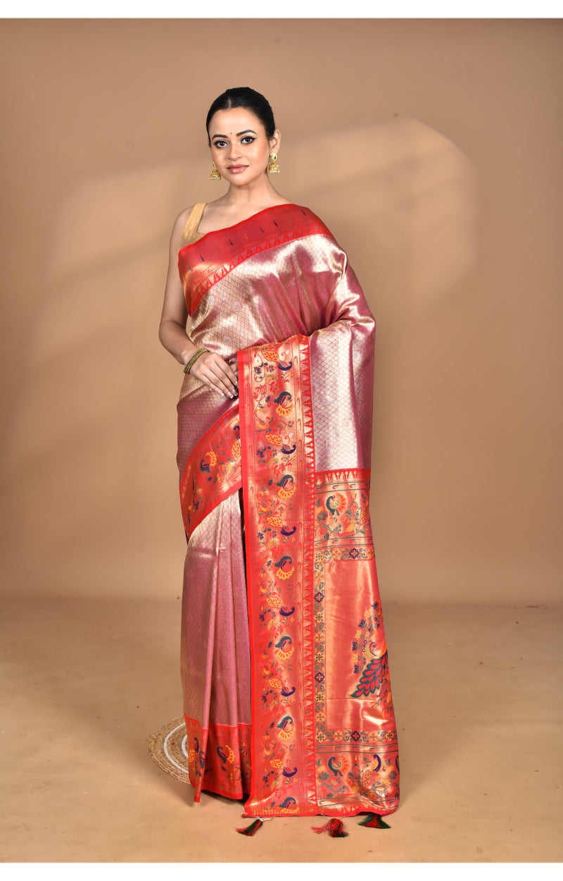 Morchari Women Desgin Banarasi Silk Saree-Pink | Grocsy