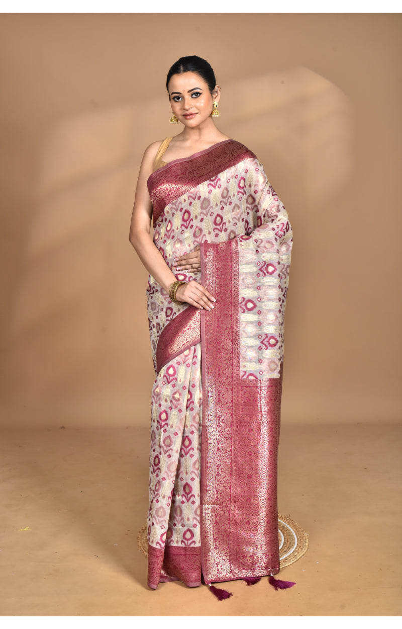 Morchari Women Desgin Chanderi Silk Saree-Cream | Grocsy