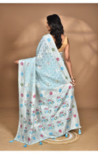 Morchari Women Desgin Chanderi Silk Saree-Blue | Grocsy