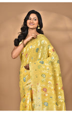 Morchari Women Desgin Chanderi Silk Saree-Yellow | Grocsy