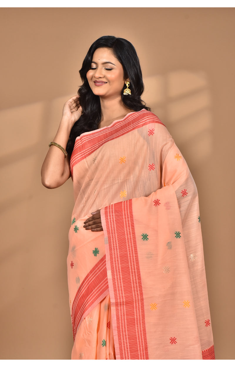 Morchari Women Desgin Chanderi Silk Saree-Peach | Grocsy