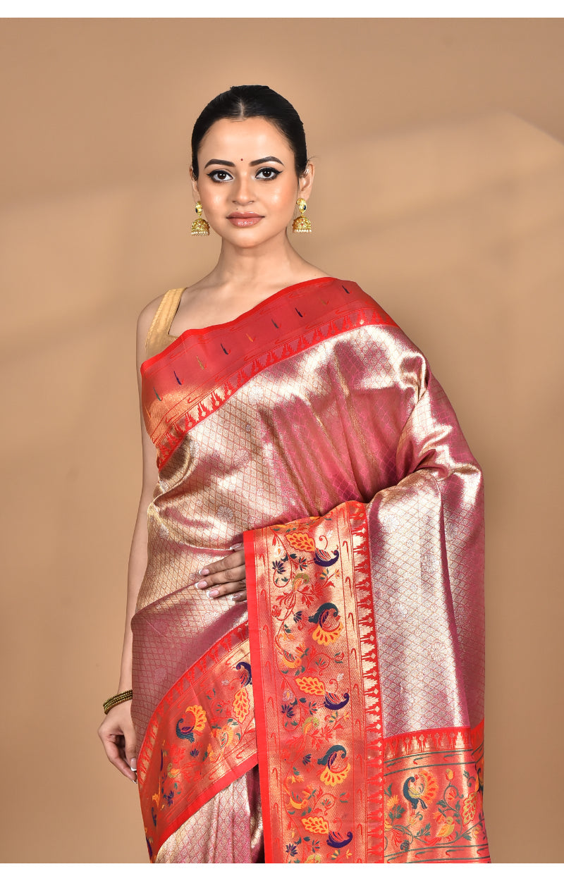 Morchari Women Desgin Banarasi Silk Saree-Pink | Grocsy