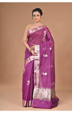 Morchari Heavy Chanderi Silk Saree-Purple | Grocsy