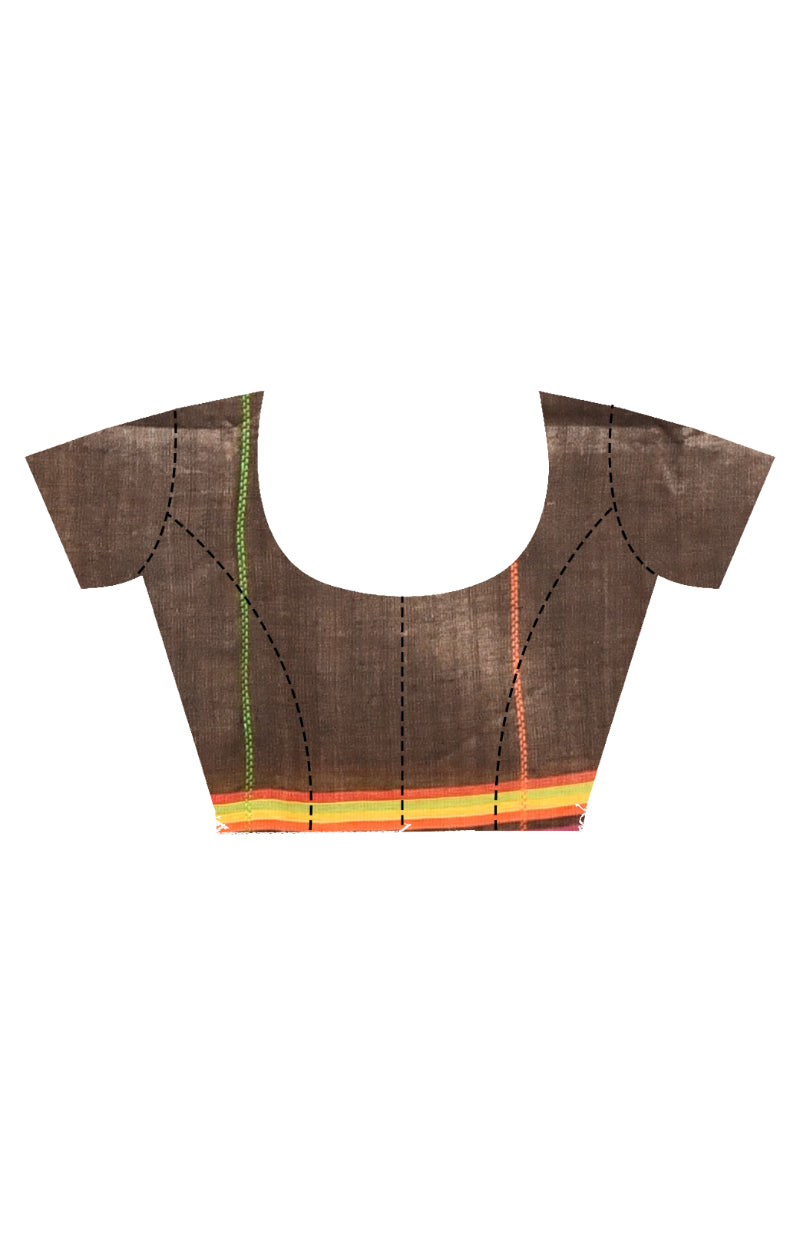 Morchari Pure Cotton Dhakai Jamdani Handloom Saree-Coffee Brown | Grocsy