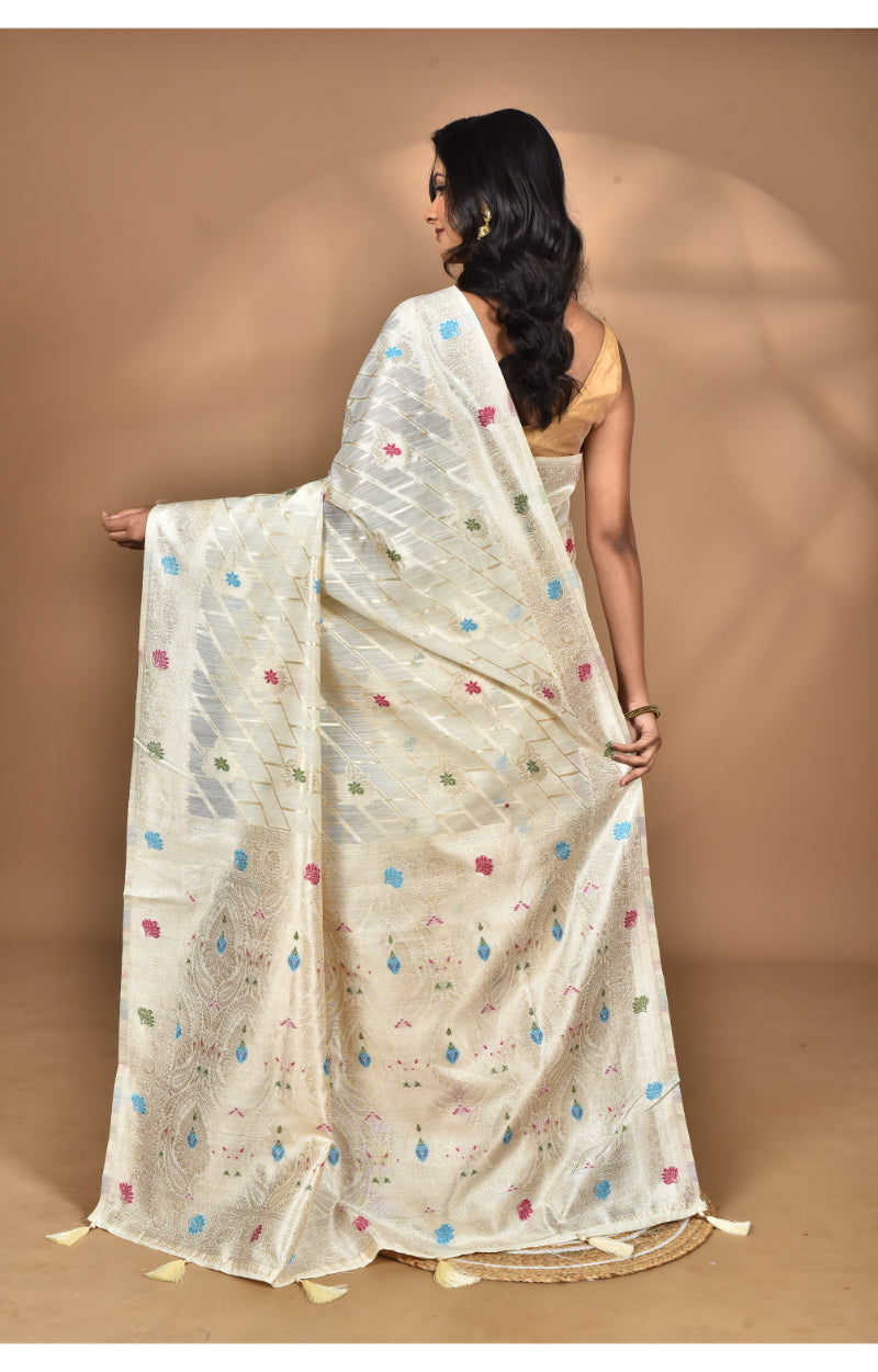 Morchari Women Desgin Chanderi Silk Saree-Cream | Grocsy