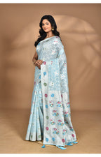Morchari Women Desgin Chanderi Silk Saree-Blue | Grocsy