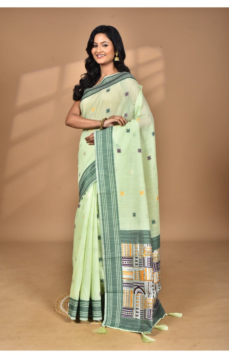 Morchari Women Desgin Chanderi Silk Saree-Green | Grocsy