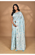 Morchari Women Desgin Chanderi Silk Saree-Blue | Grocsy