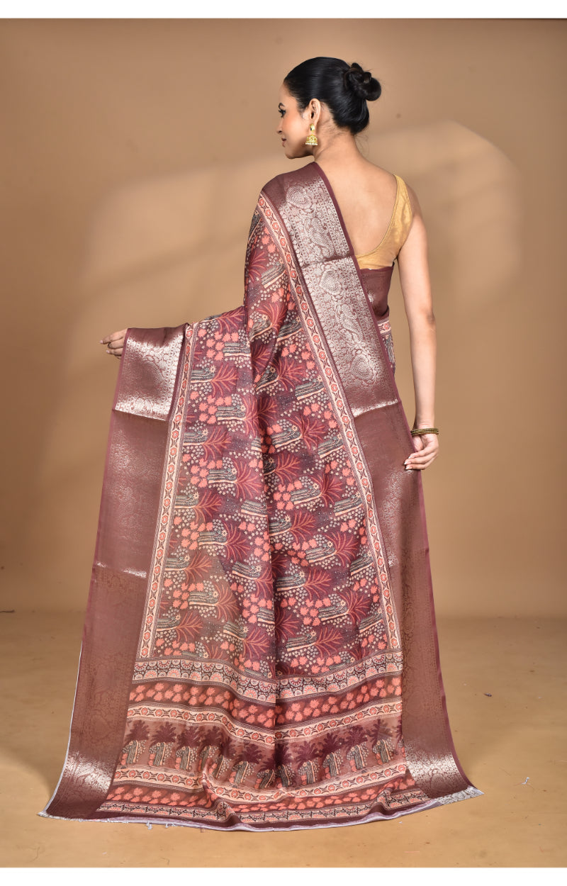 Morchari Chanderi Digital Print Saree-Multi | Grocsy