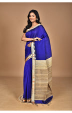 Morchari Pure Cotton Dhakai Jamdani Handloom Saree-Blue | Grocsy
