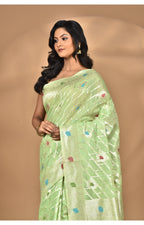 Morchari Women Desgin Chanderi Silk Saree-Green | Grocsy