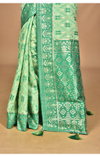 Morchari Women Desgin Kashmiri Silk Linen Saree-Green | Grocsy