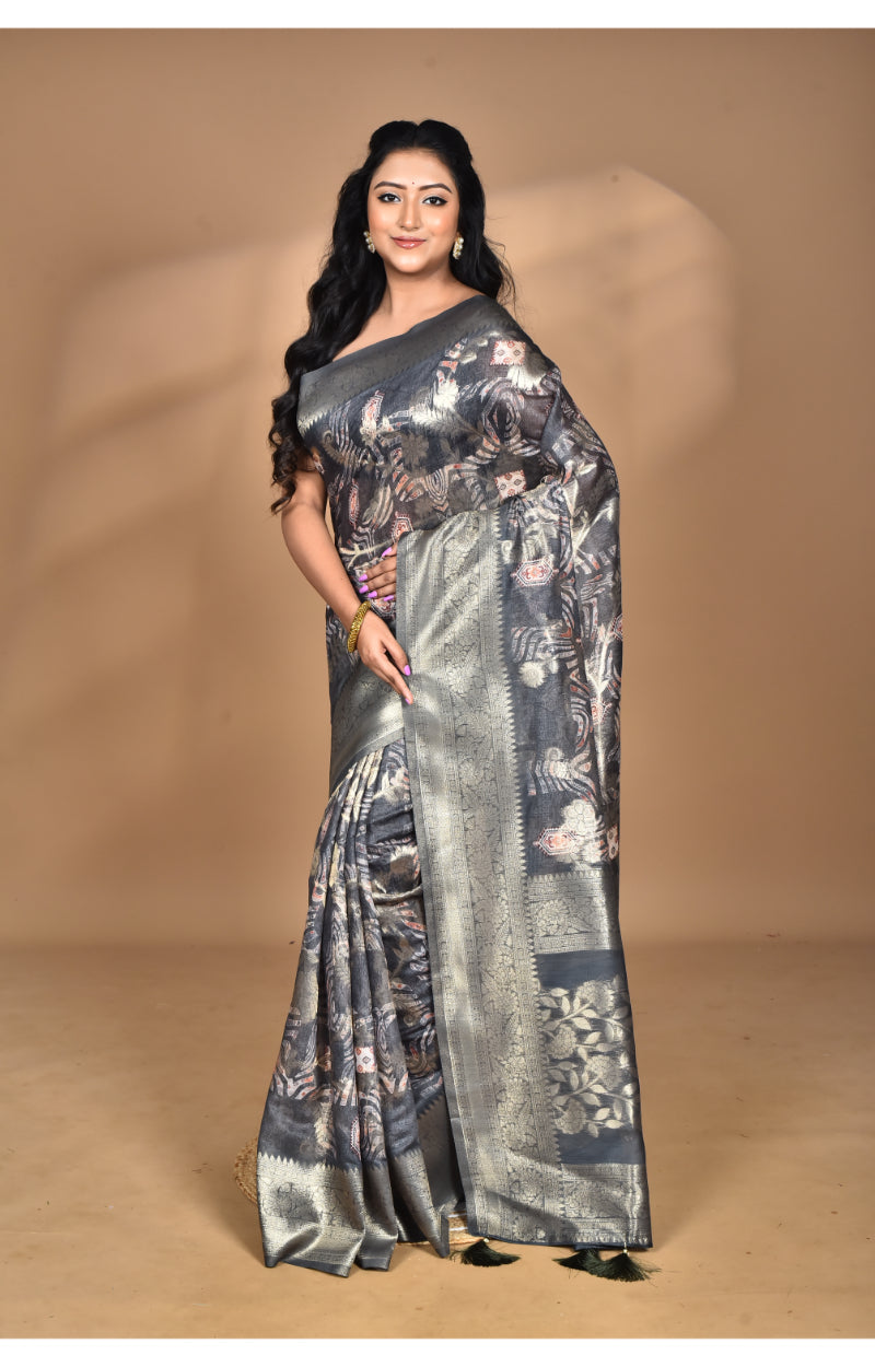 Morchari Women Desgin Linen Silk Saree-Multi | Grocsy