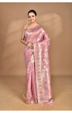 Morchari Banarasi Silk Chanderi Saree-Pink | Grocsy