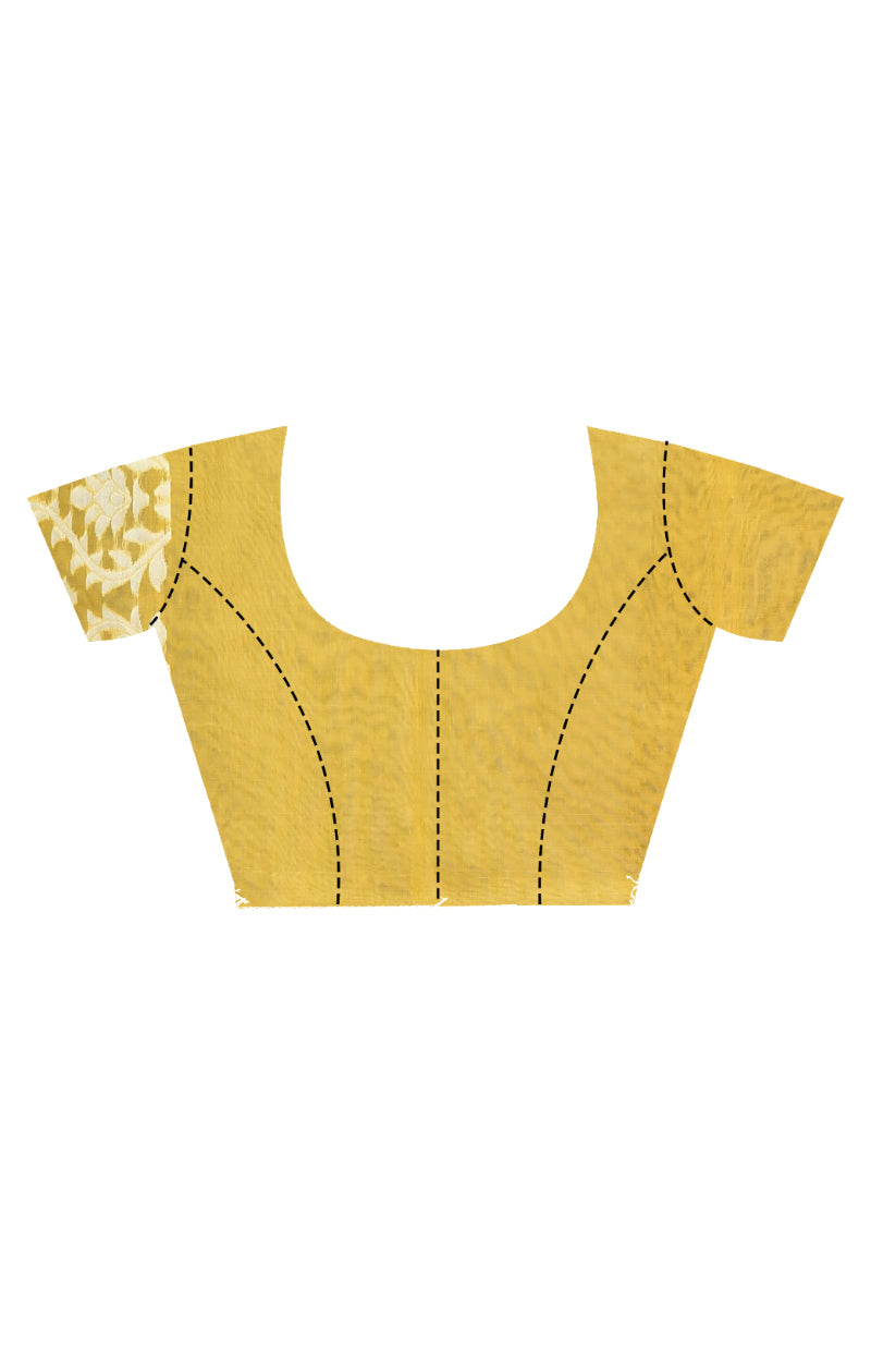 Morchari Pure Cotton Dhakai Jamdani Handloom Saree-Yellow | Grocsy