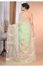 Morchari Heavy Jamdani Silk Orzanga Saree-Green | Grocsy