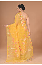 Morchari Heavy Jamdani Silk Orzanga Saree-Yellow | Grocsy