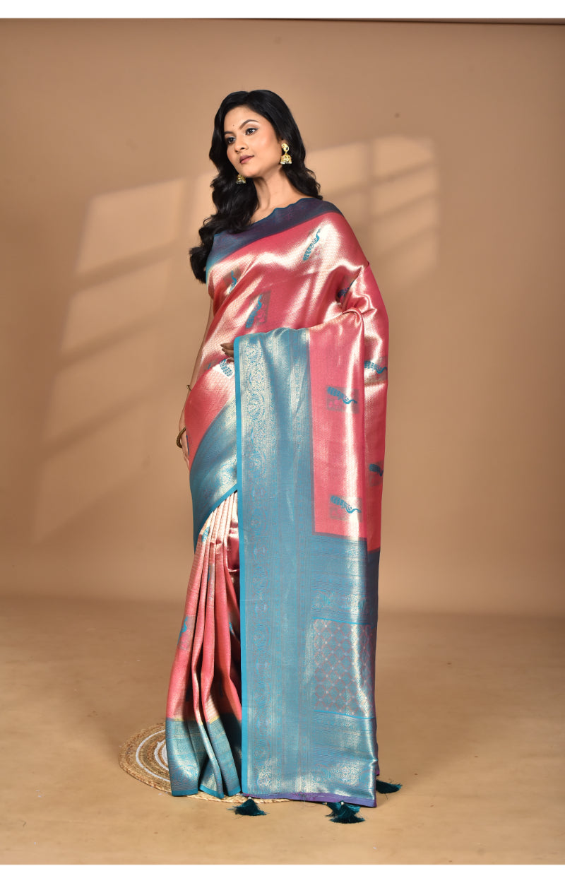 Morchari Women Desgin Banarasi Silk Saree-Pink | Grocsy